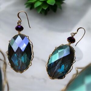 Genuine Crystal AB Dangle Earrings GORGEOUS
